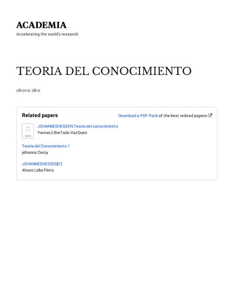 Teoria Del Conocimiento Johan Hessen With Cover Page V