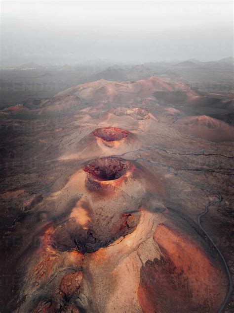 Luftaufnahme Des Timanfaya Naturparks Und Seiner Erstaunlichen Vulkane