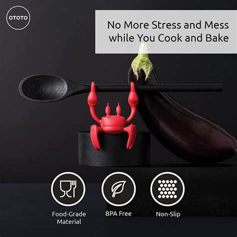 Ototo Red The Crab Silicone Utensil Rest Kitchen Gifts Silicone