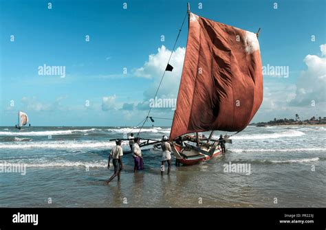 Traditional Sailing Fishing Boats In Negombo Sri Lanka Stock Photo Alamy