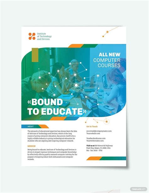 Computer Course Flyer Template In PSD Pages Publisher InDesign