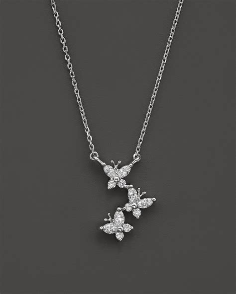 Diamond Butterfly Pendant Necklace In 14k White Gold 30 Ct Tw