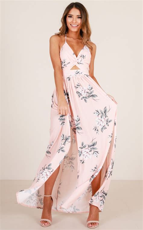 Imagine This Maxi Dress In Peach Floral Produced Dresses Maxi Dress Coctel Dress