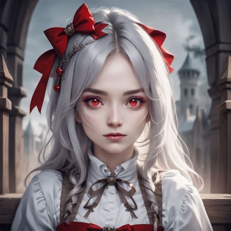 Anime Vampire Girl With White Hair And Red Eyes