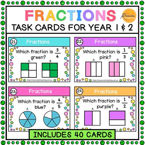 Fraction Task Cards Year Resources For Teaching Australia