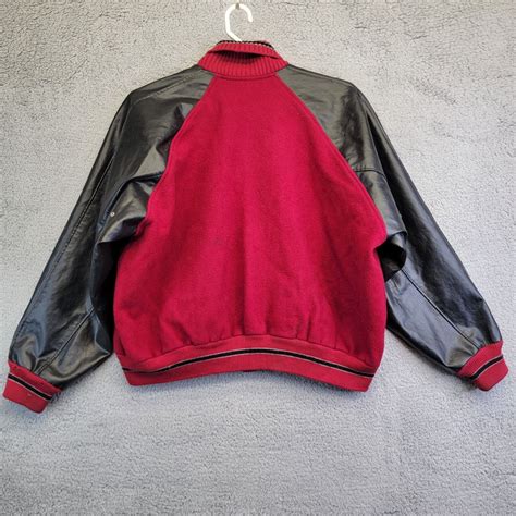 Vintage Wool Leather Letterman Jacket Men’s Xl Red S Gem