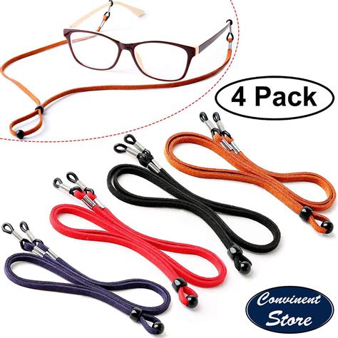 Eyeglass Strap Holder 4pcs Pu Leather Glasses Strap Non Slip Eyewear Retainer Eyeglasses Chain