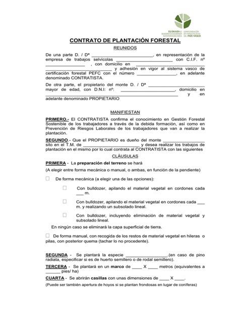 Contrato De Plantaci N Forestal