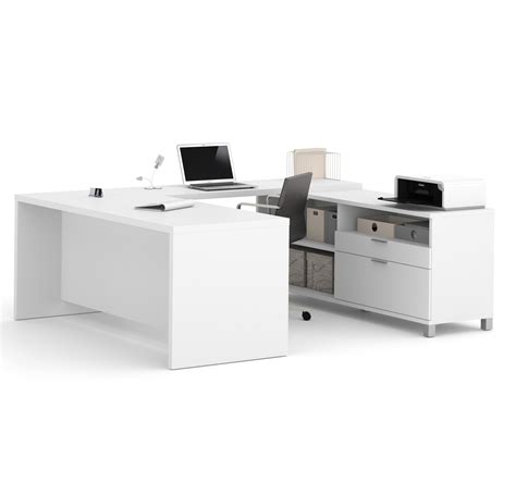 Premium Modern U-shaped Desk in White – ComputerDesk.com