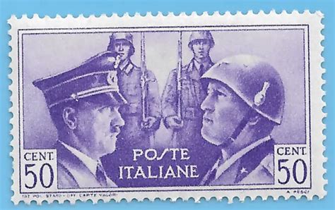 ITALY 1941 GERMAN Axis Adolf Hitler Mussolini 50 Cent Stamp MNH WW2 Era