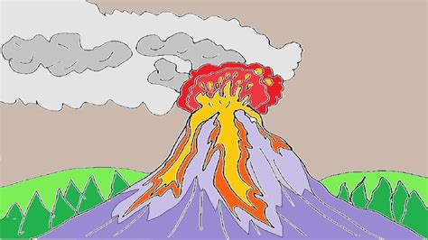 How To Draw A Volcano Easy Drawing Youtube