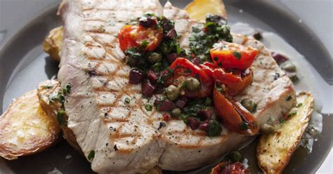 Tuna And Roast Tomato Caper And Olive Salsa