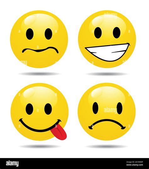 Conjunto De Caracteres De Emoticonos Amarillos Imagen Vector De Stock