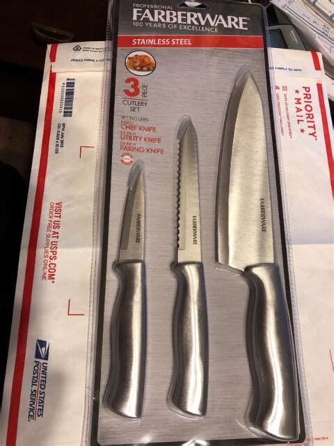 Professional Farberware 3 Piece Knife Set Stainless Fast Shipping Ebay