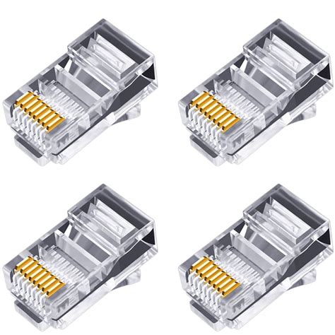 Pcs Rj Connector U Gold Plated Pass Through Ethernet Cables