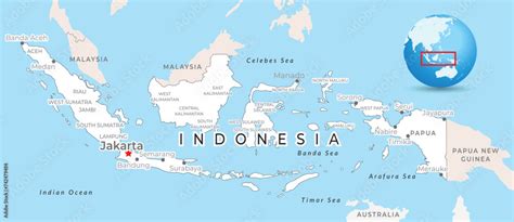 Indonesia map with capital Jakarta, most important cities and national borders Stock Vector ...