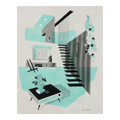 Mid Century Modern Interior Illustration Interior Illustration Mid