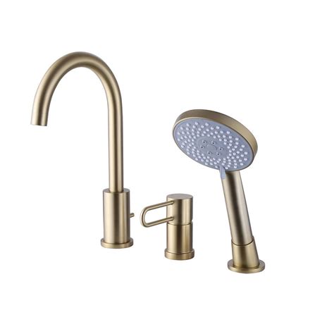 Luxury Bathtub Use Brushed Gold Finish Brass Faucet Hole Deck Mounted Hot Cold Water Bath Tub