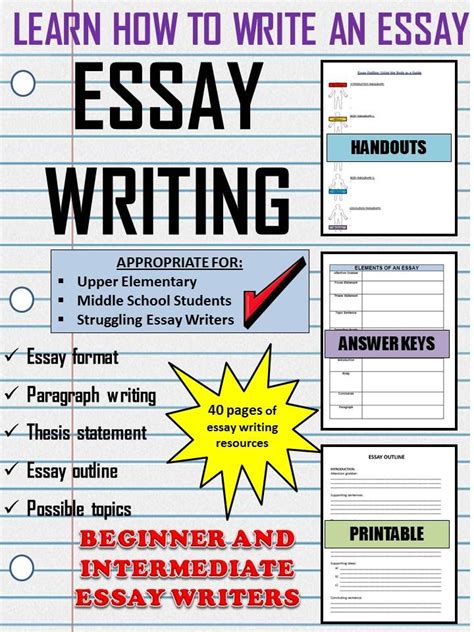 Essay Writing For Beginners Notes Organizers Examples And Handouts