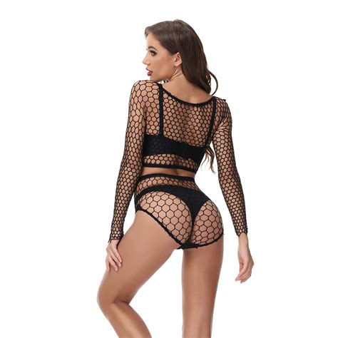 Fishnet Bodysuit Sexy Bikini Piece Top Lingerie Set Bodycon Lenceria Para Mujer Exotic Chemise
