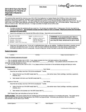 Fillable Online Dept Clcillinois B B Farm Net Worth Worksheet