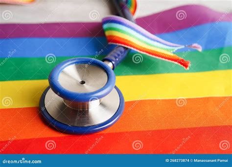 Lgbt Symbol Stethoscope With Rainbow Ribbon Rights And Gender