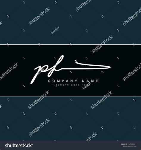 Initial Letter Pf Logo Handwritten Signature Stock Vector Royalty Free