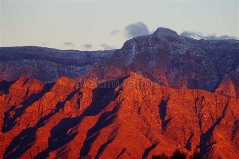 The Sandia Mountains Sunset with Snow Stock Image - Image of landscape, snow: 111439583