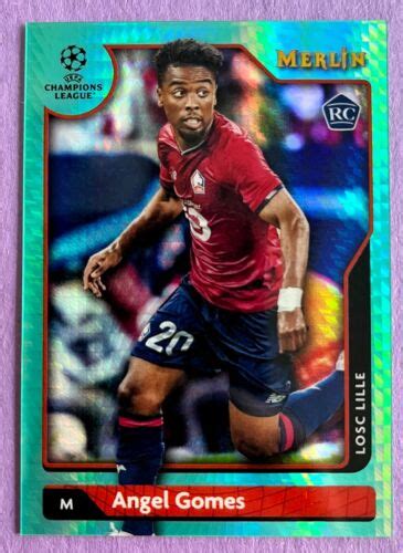 Angel Gomes 2021 22 Topps Merlin Chrome UCL AQUA PRISM REFRACTOR Rookie