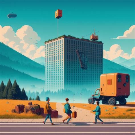 Premium Ai Image A Painting Of People Walking In Front Of A Building