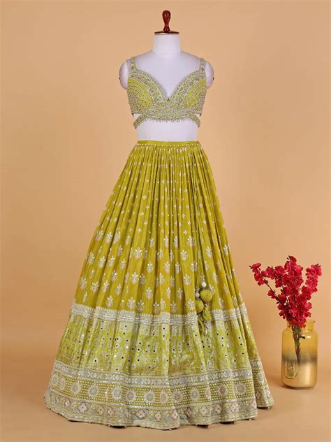 Lime Green Wedding Lehenga Choli In Georgette G3 Wlc14661 United