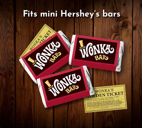 Editable Mini Chocolate Bar Wrapper And Golden Ticket Printable Template Willy Wonka Party