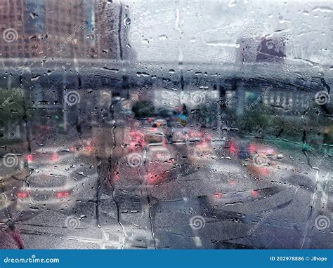 Traffic Jam In Rainy Day Stock Photo Image Of Transportation 202978886