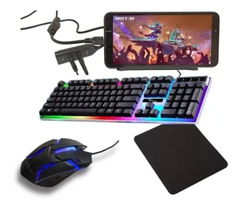 Mobilador Gamer Kit Mouse E Teclado Completo P Jogos Celular