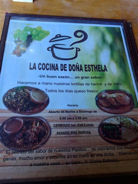 Carta Del Restaurante La Cocina Del Doña Esthela Mexico Ranchos