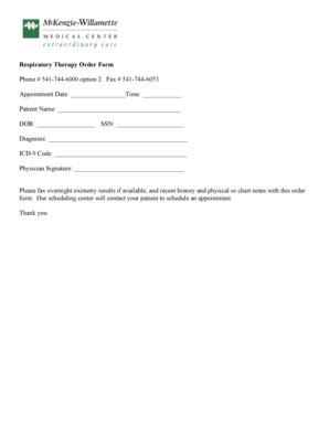 Fillable Online Medfusion Respiratory Out Patient Order Form