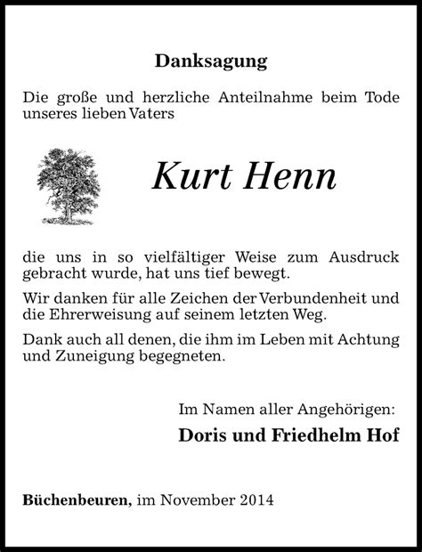 Traueranzeigen Von Kurt Henn Rz Trauer De