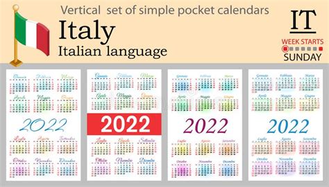 Calendario Tascabile Verticale Italiano Per Il La Settimana