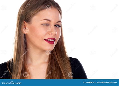 Fille Assez Blonde Clignant De L oeil Un Oeil Photo stock Image du visage émotion 83584818