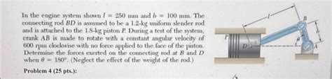 Solved In The Engine System Shown L 250 Mm And B 100 Mm The Chegg