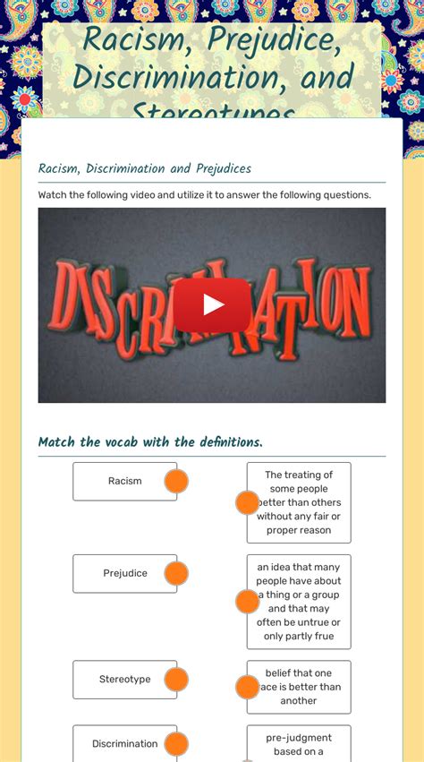 Racism Prejudice Discrimination And Stereotypes Interactive