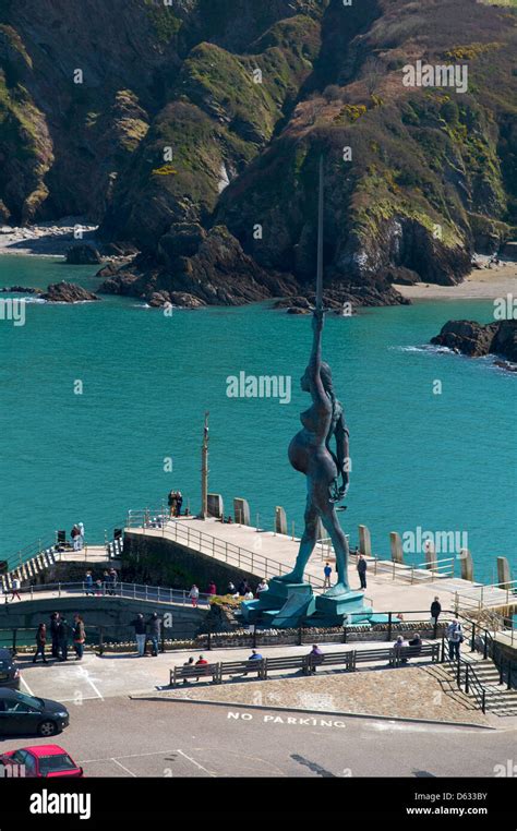 Damien Hirsts Statue Verity Ilfracombe Harbour North Devon Uk