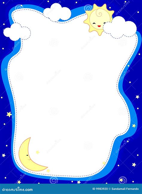Cute Sun And Moon Border Stock Vector Illustration Of Backdrop 9983920