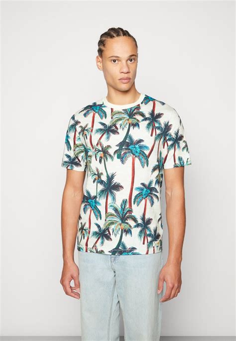 Scotch And Soda Palm Printed Crewneck T Shirt Print Offwhite