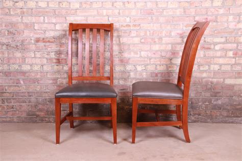 Ethan Allen Arts And Crafts Solid Cherry Wood Dining Chairs Set Of