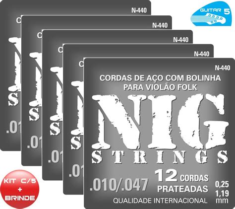 Encordoamento Nig N440 P Violão 12 Cordas 010 047 Kit C 5 R 178 97