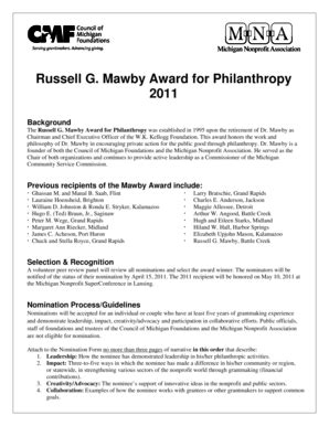 Fillable Online Mnaonline The Russell G Mawby Award For Philanthropy