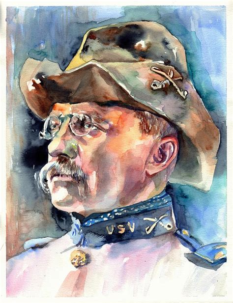 Theodore Roosevelt Portrait Watercolor Painting By Suzann Sines