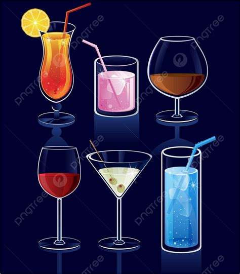 Cócteles Iconos Elegancia Copa De Vino Símbolo Vector Png Elegancia