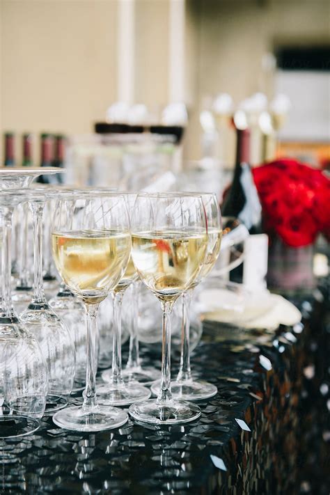 Catering Bar With Pre Poured Wine Glasses By Stocksy Contributor Cwp Llc Stocksy